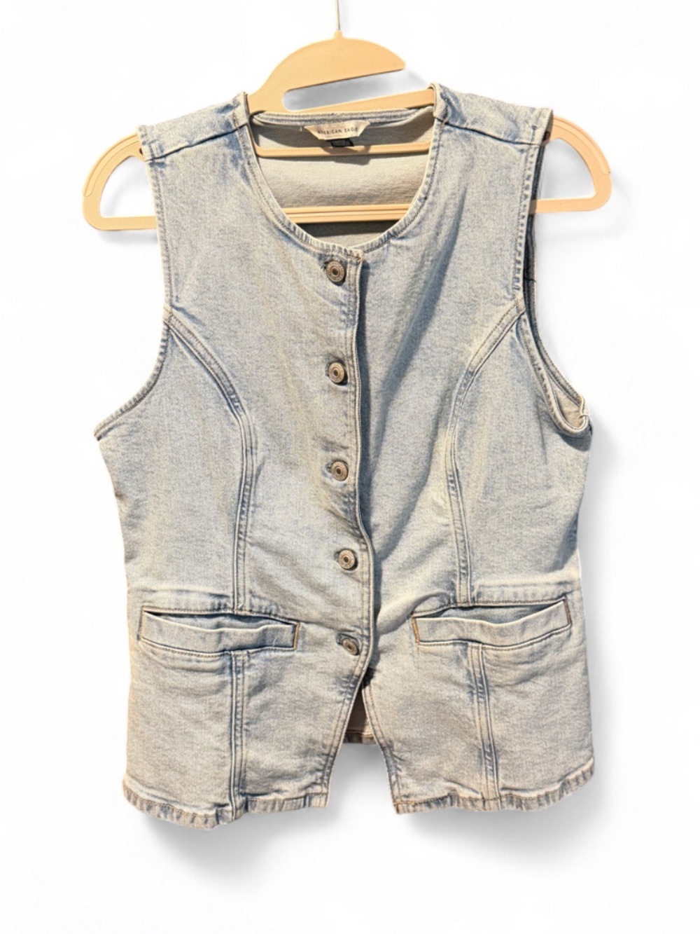 American Eagle Outfitters Light Wash Denim Button Vest
